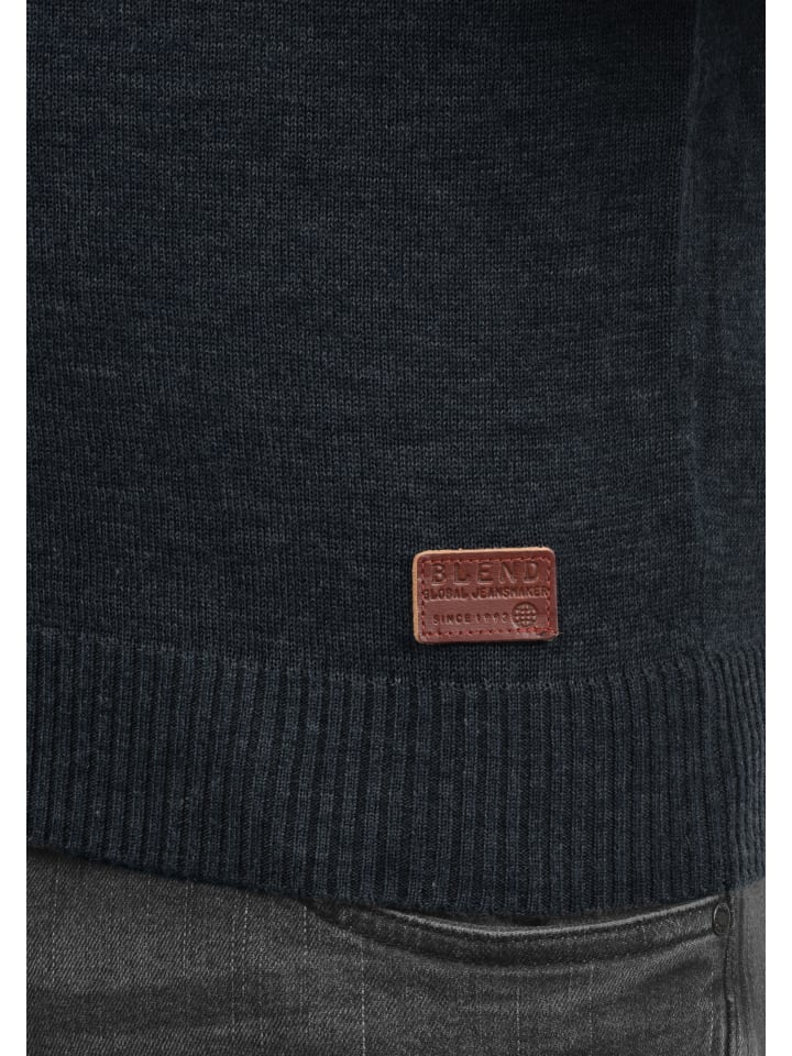 BLEND Strickpullover BHLasse 20703348ME Strickpulli mit aufgestickten Ellenbogenpatches in Blau günstig kaufen XXL