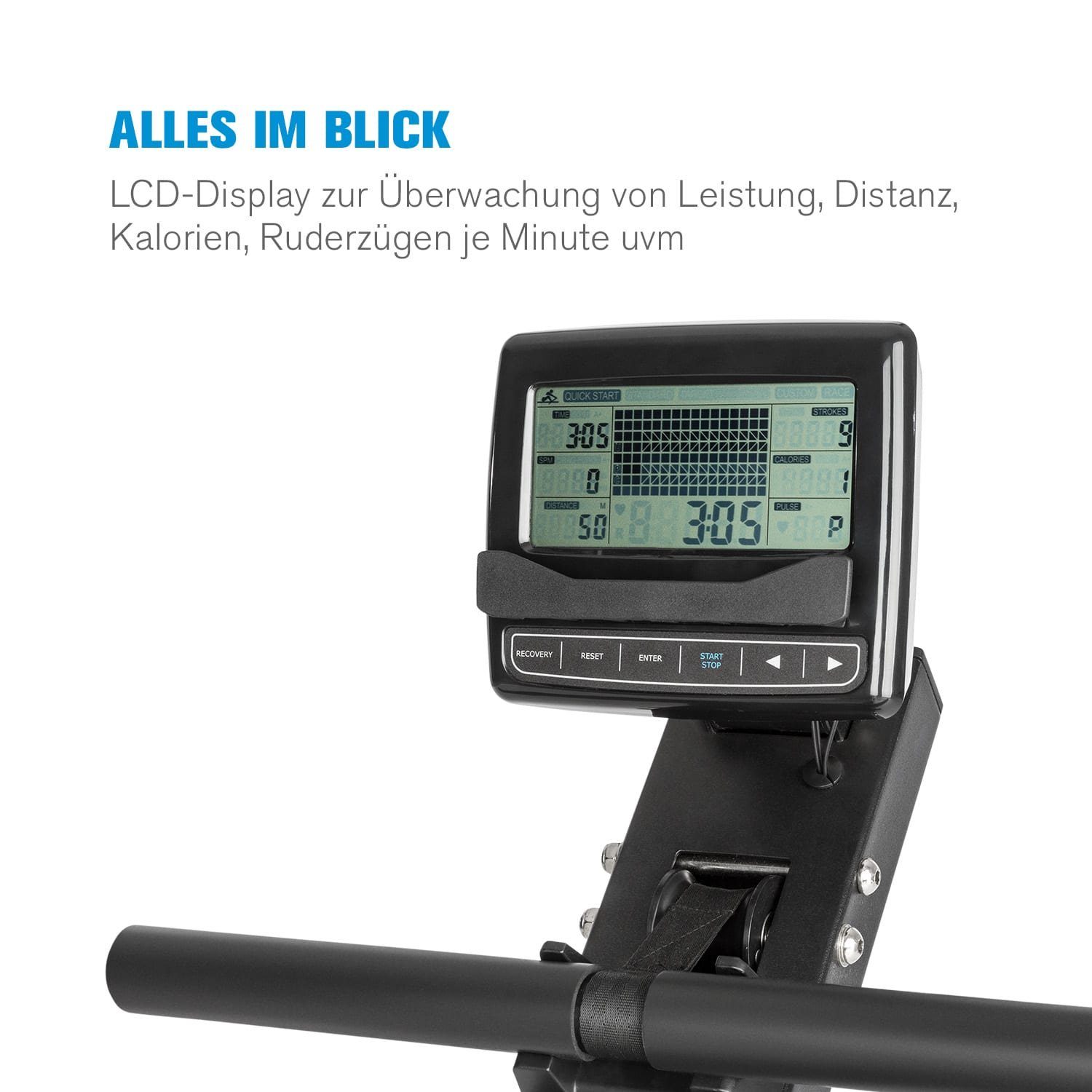 Capital Sports Rudermaschine Flow M1 Wasserrudergerät platzsparend Trainingscomputer bis 150 kg