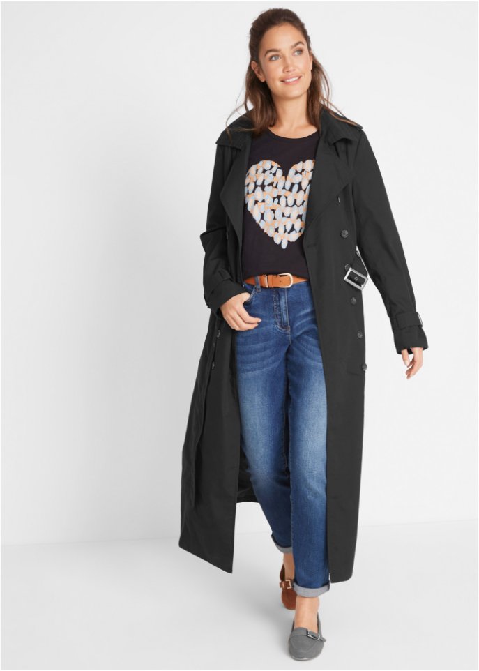Long-Trenchcoat mit Taillengürtel