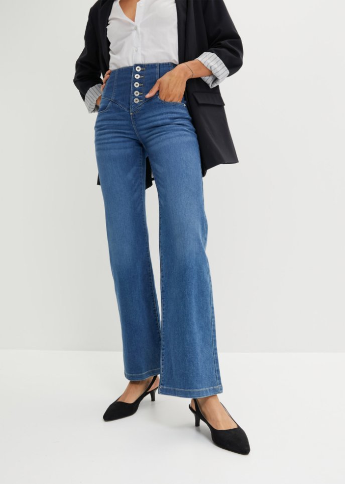 Schlagjeans Highwaist mit recyceltem Polyester