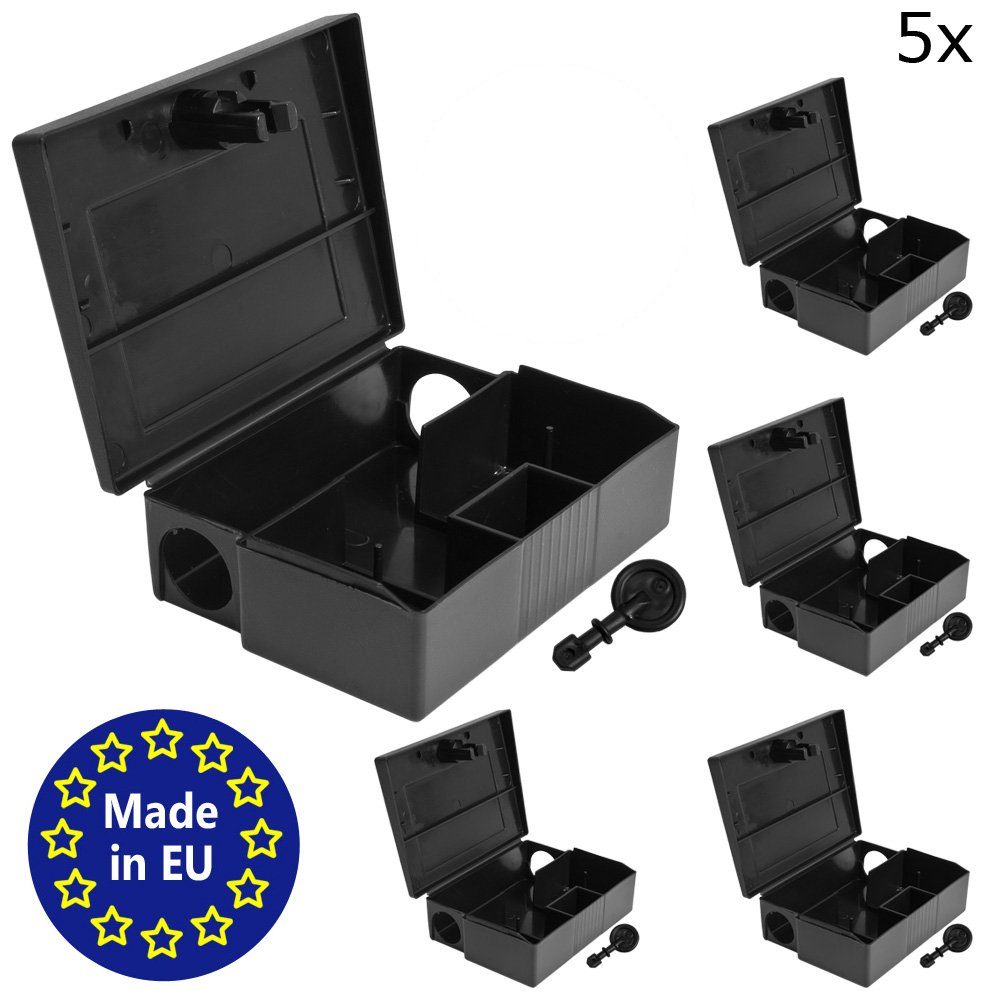 Petigi Köderbox 5x Mäuseköderbox Köderbox Köderstation Mäuseköder Maus Mäusefalle