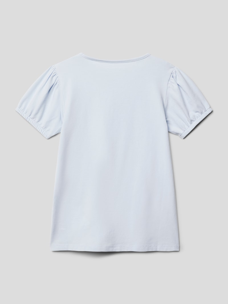 T-Shirt mit Paillettenbesatz in bleu