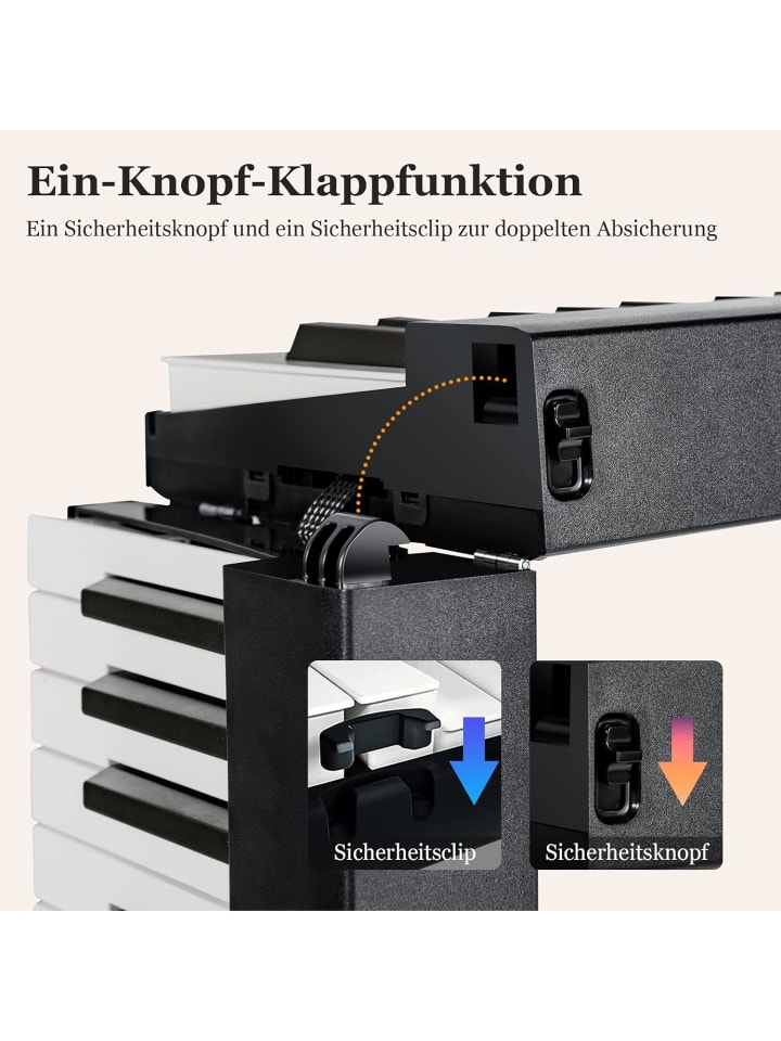 COSTWAY Elektroklavier 88 Tastatur in Schwarz günstig kaufen 30 cm