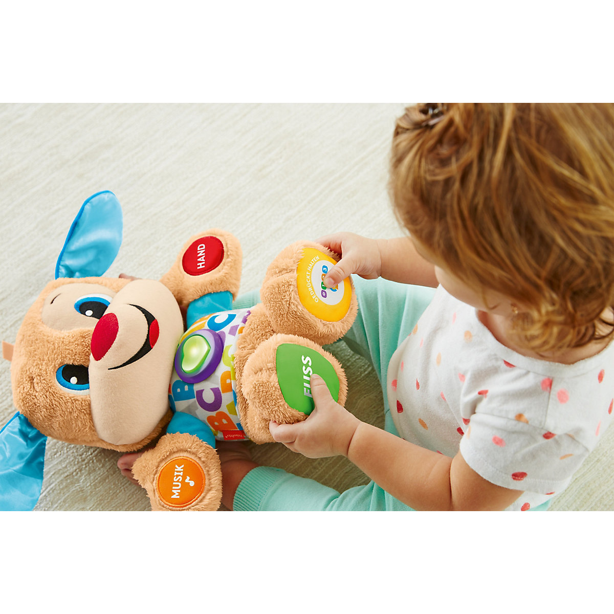 Fisher-Price Lernspaß Hündchen, Baby-Spielzeug mit Musik, Kuscheltier, Lernspielzeug