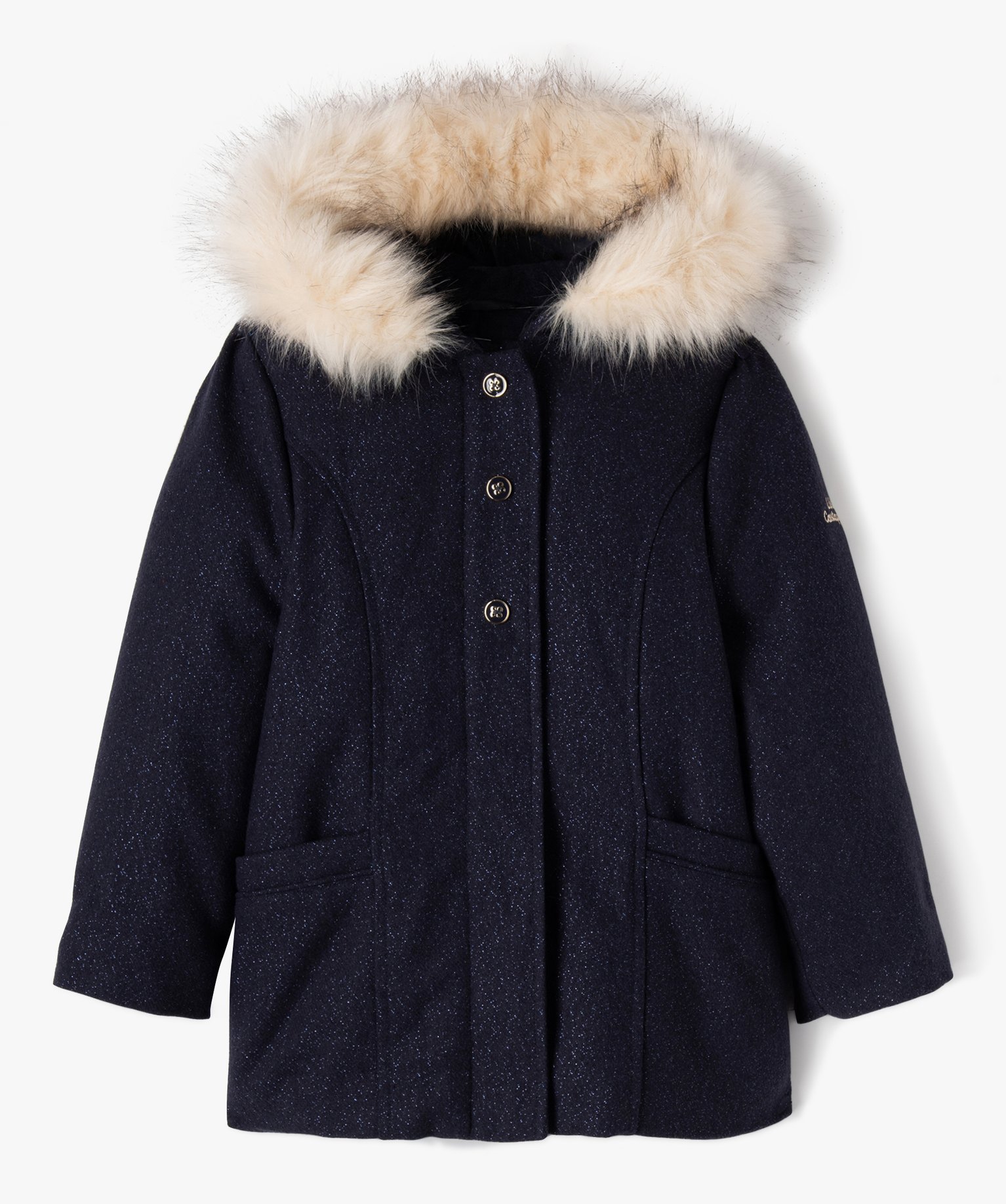 Manteau pailleté à capuche fille - LuluCastagnette marine | GEMO