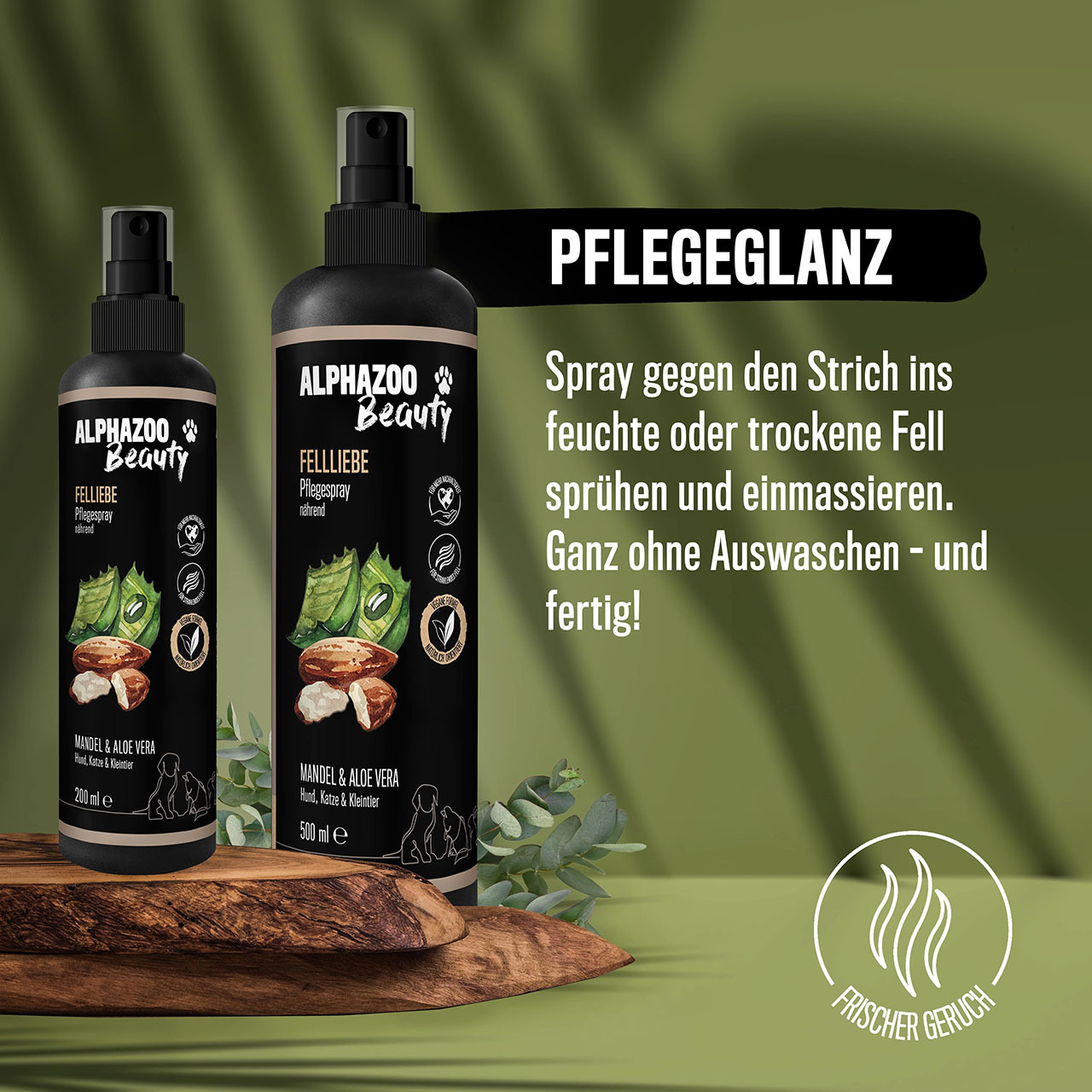 ALPHAZOO Fellpflege ALPHAZOO Fellliebe Pflegespray für Hunde, Katzen, Haus- & Hoftiere 200 ml