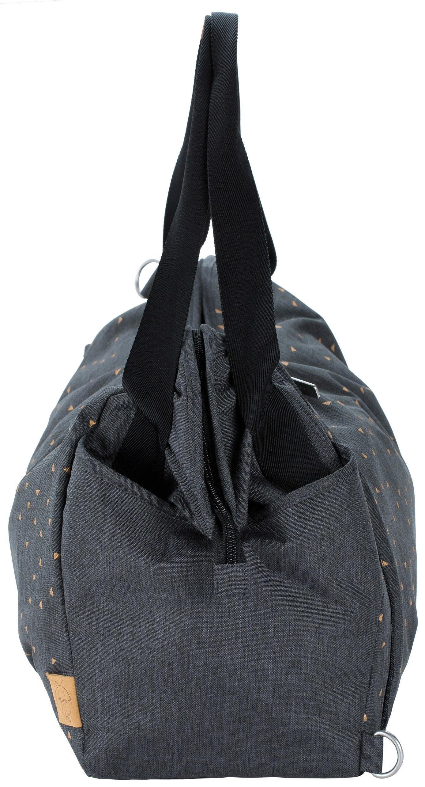 LÄSSIG Wickeltasche Casual, Twin Bag Triangle, Dark Grey, mit Rucksackfunktion und Wickelunterlage; PETA-approved vegan