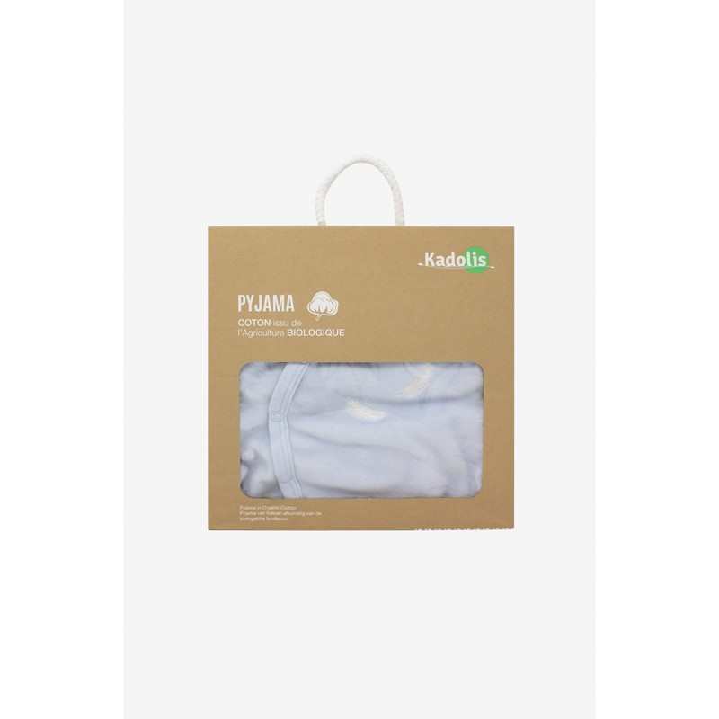 Pyjama bébé en Coton Bio à motifs plumes blanches
