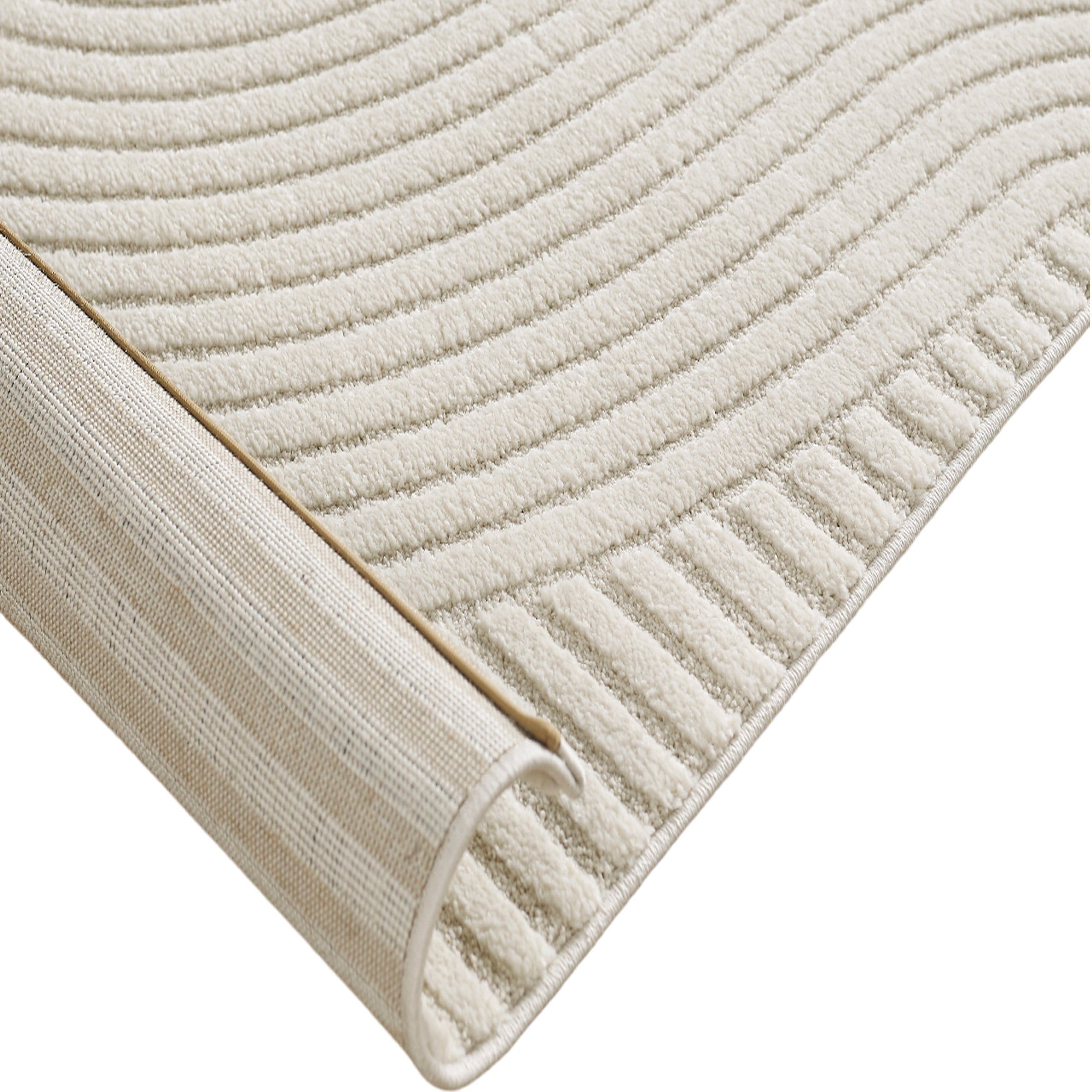 Teppich Moderner Teppich mit 3D Bogen Muster, Teppich-Traum, rechteckig, Höhe: 14 mm, Für Fußbodenheizung geeignet, Je nach Lichteinfall heller/dunkler