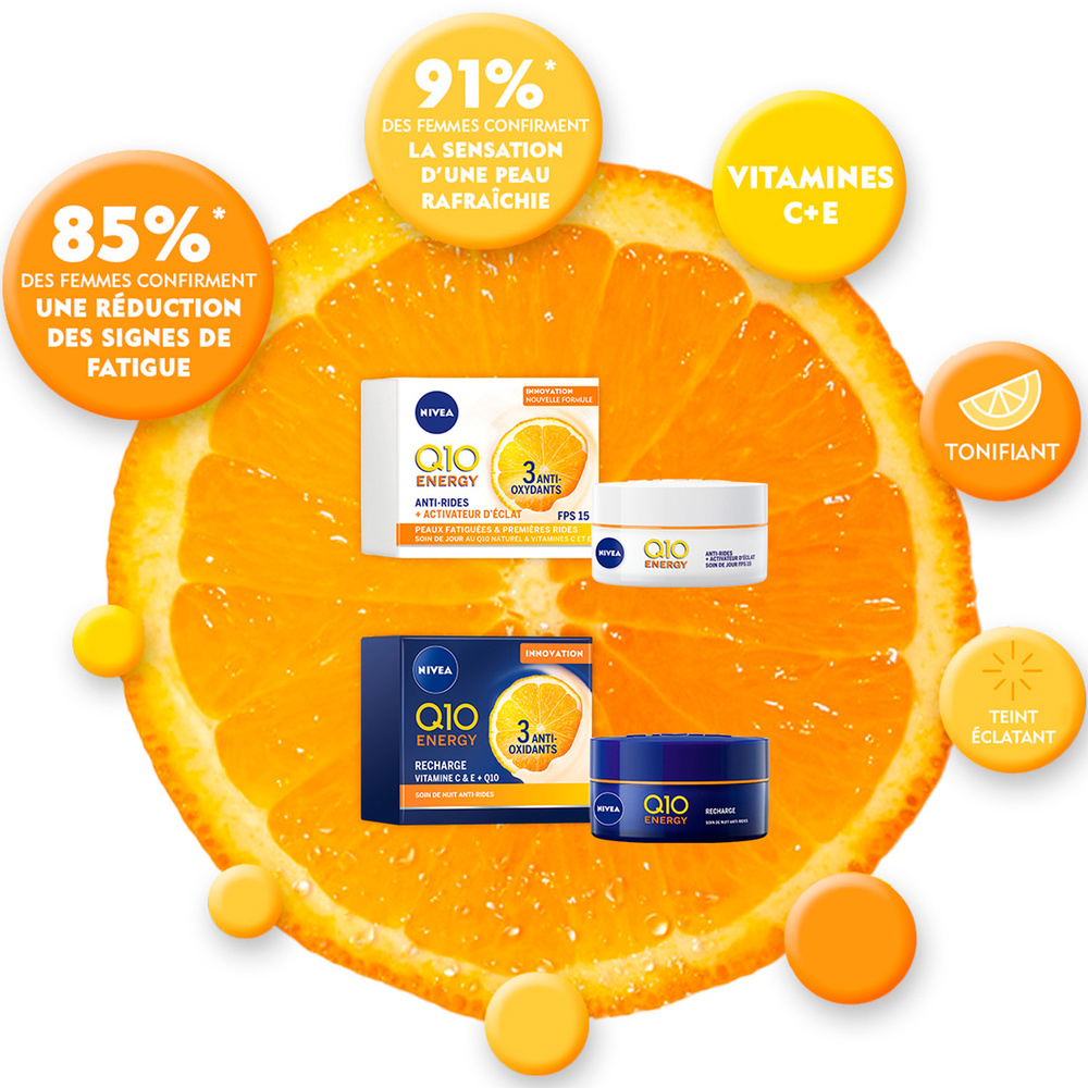 nivea Q10 ENERGY - Crème de nuit Vitamine C E Soin visage anti-âge