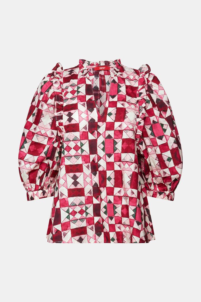 Bluse aus Baumwoll-Dobby mit Rüschenbesatz