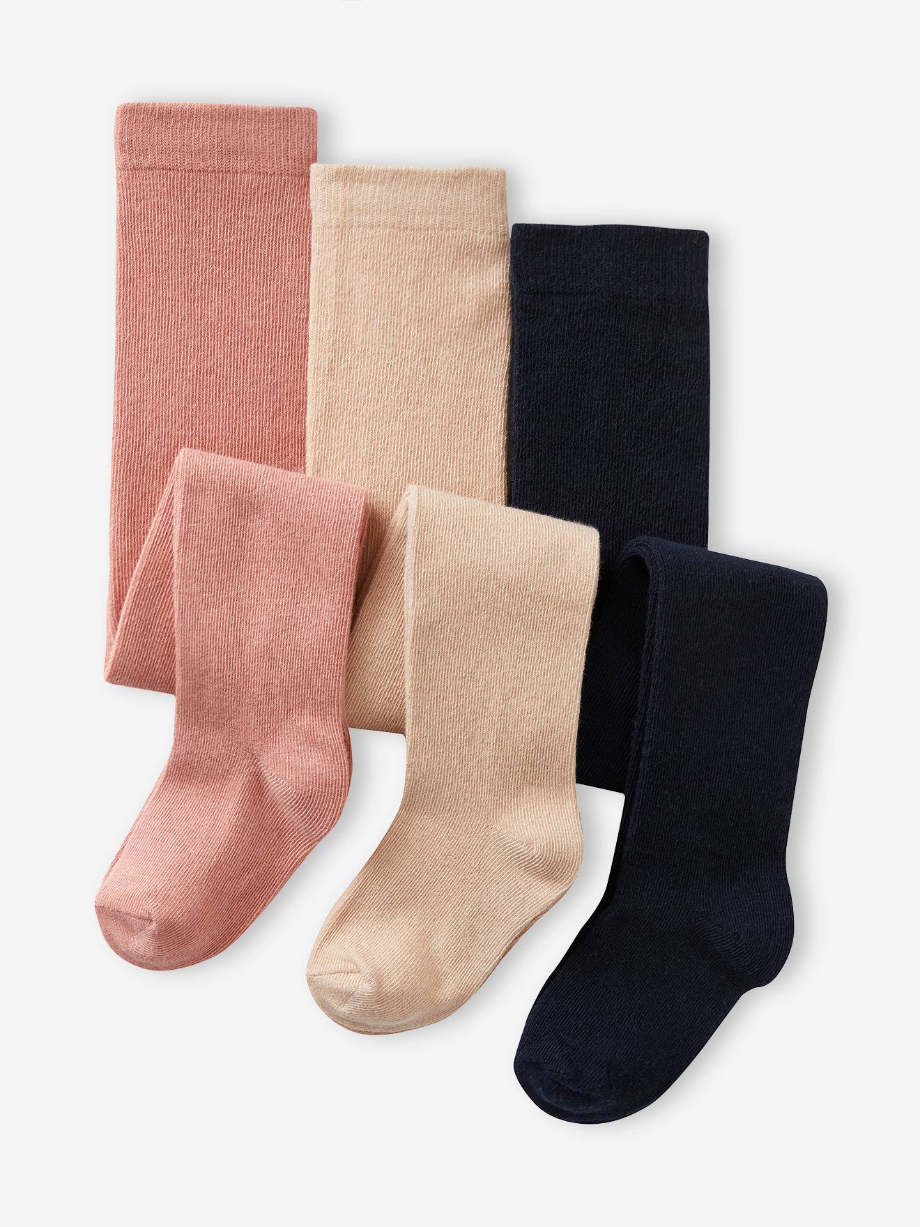 Lot de 3 collants bébé maille BASICS noisette