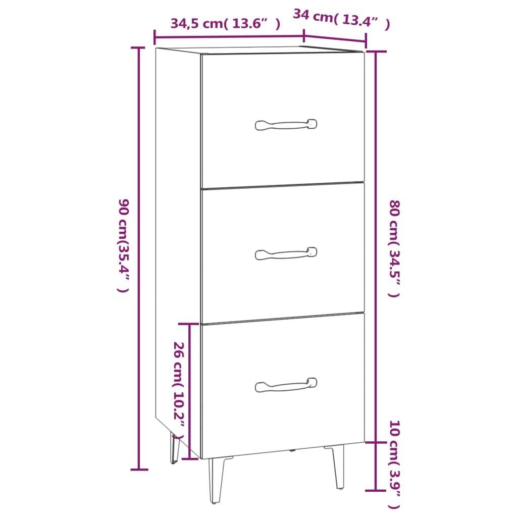 vidaXL Sideboard Sideboard Räuchereiche 34,5x34x90 cm Holzwerkstoff (1 St)