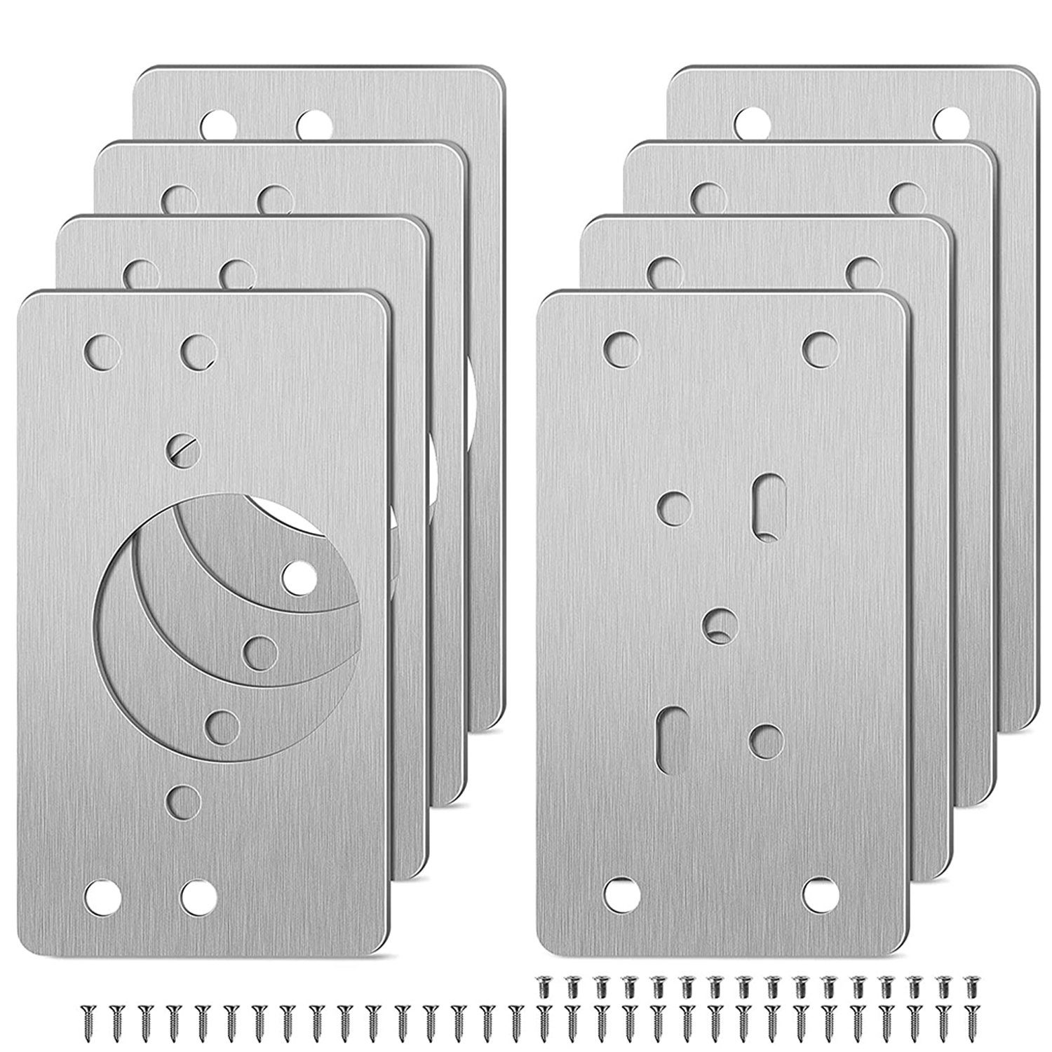 AKKEE Montagezubehör Schrank Scharnier Reparaturplatte Scharnier Reparaturplatte (4 Paar, 90*47mm), Scharnier reparaturset Geeignet für Schrank, Möbel, Schublade, Fenster