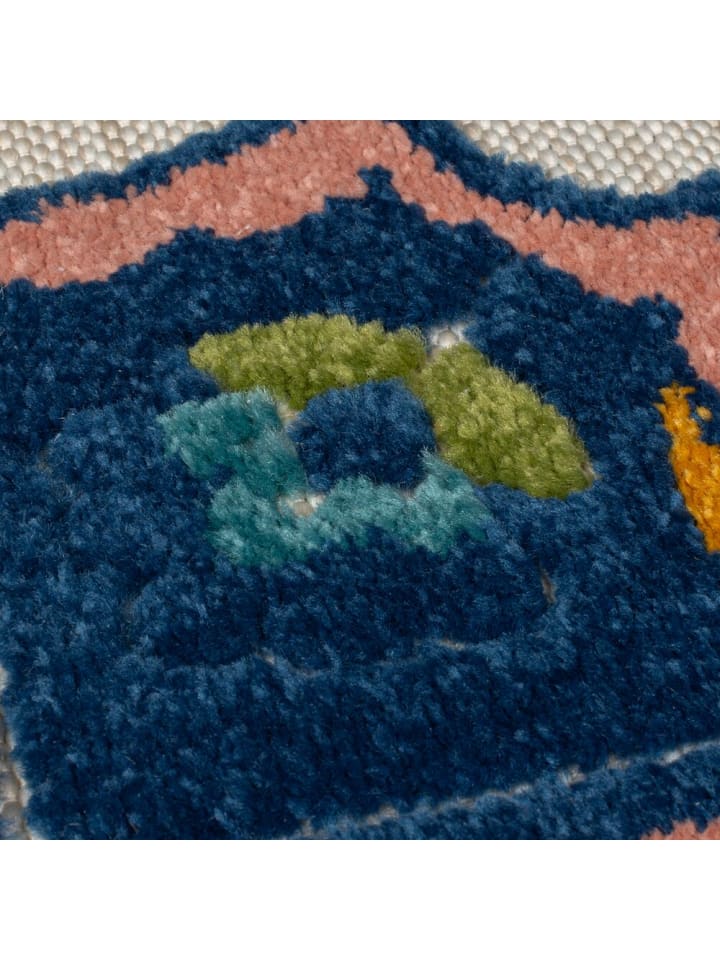 KADIMA DESIGN Superweicher Floral Outdoor-Teppich in Blau günstig kaufen