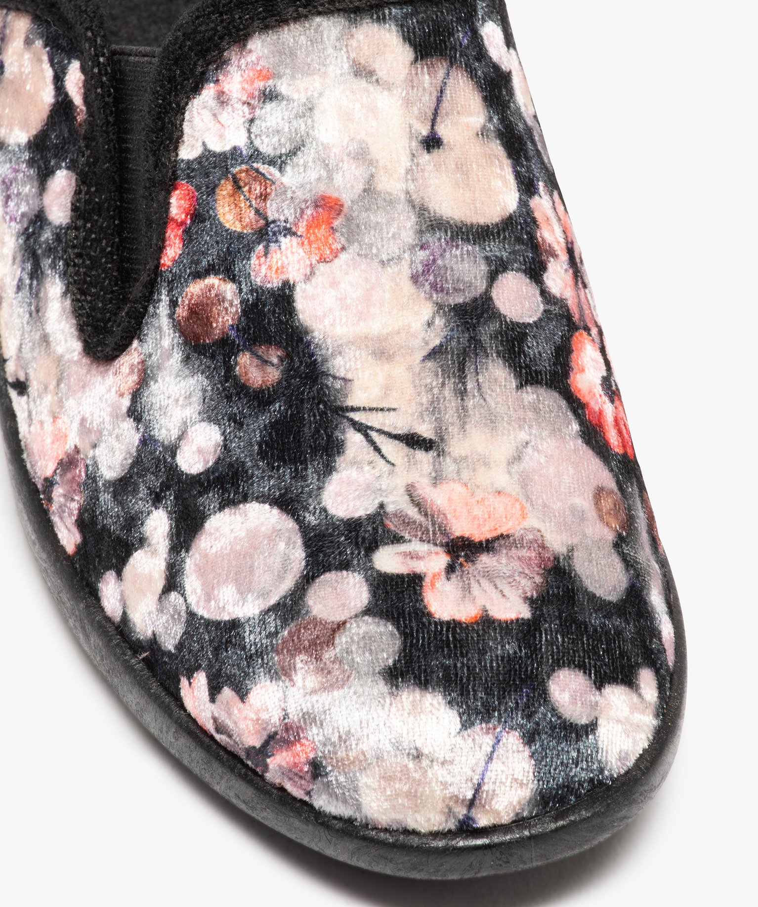 Chaussons femme mules confort en velours satiné gris | GEMO
