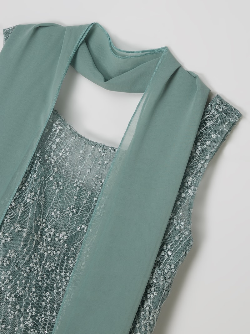 Kleid mit floralen Stickereien in mint