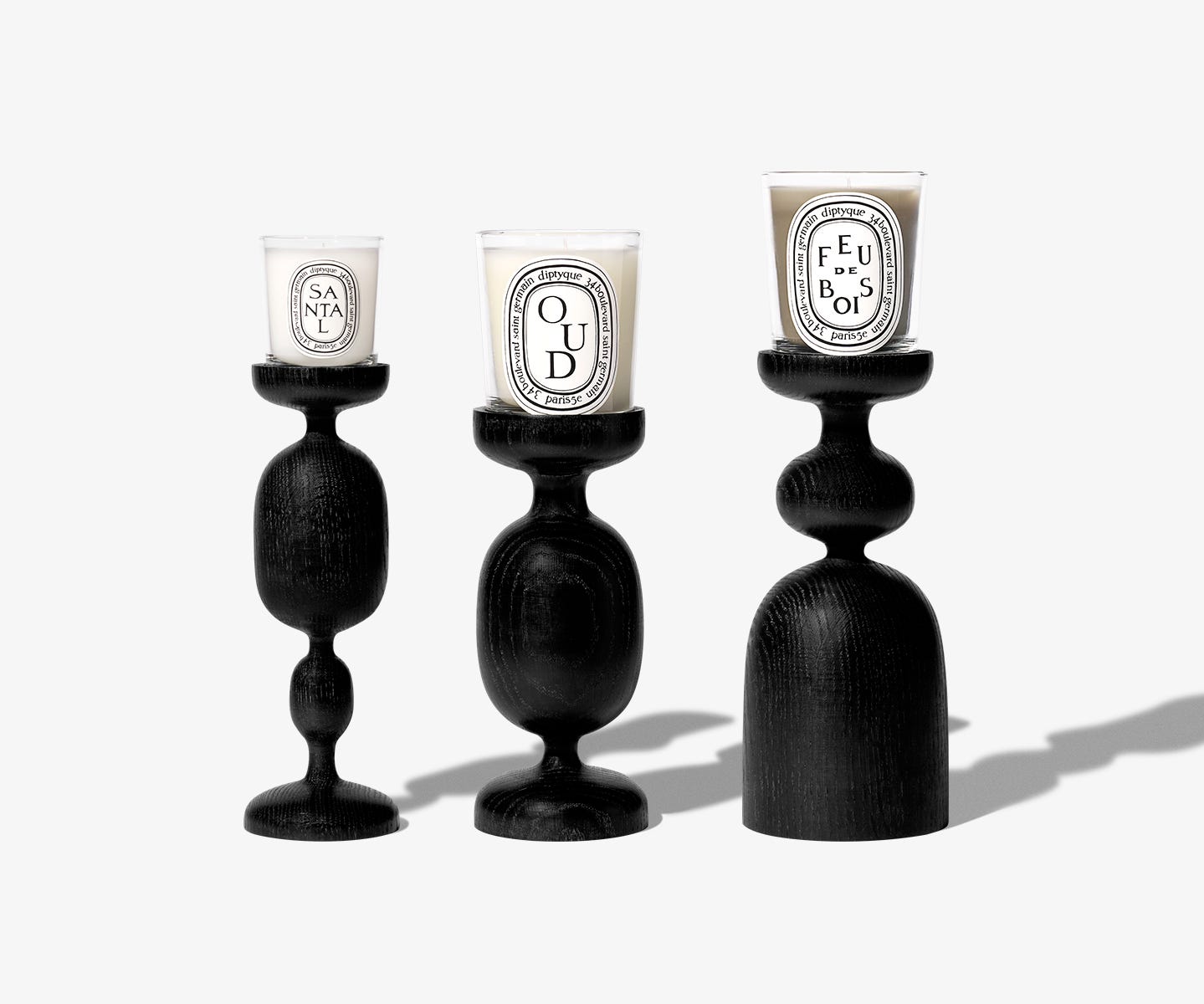 Bougeoir Colonne Noir - Pour bougie modèle classique