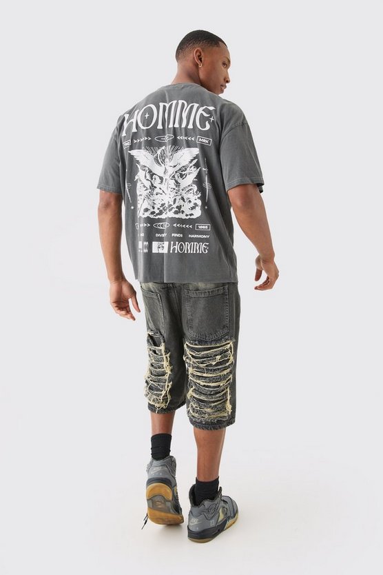 Kastiges T-Shirt mit Homme Renaissance-Print