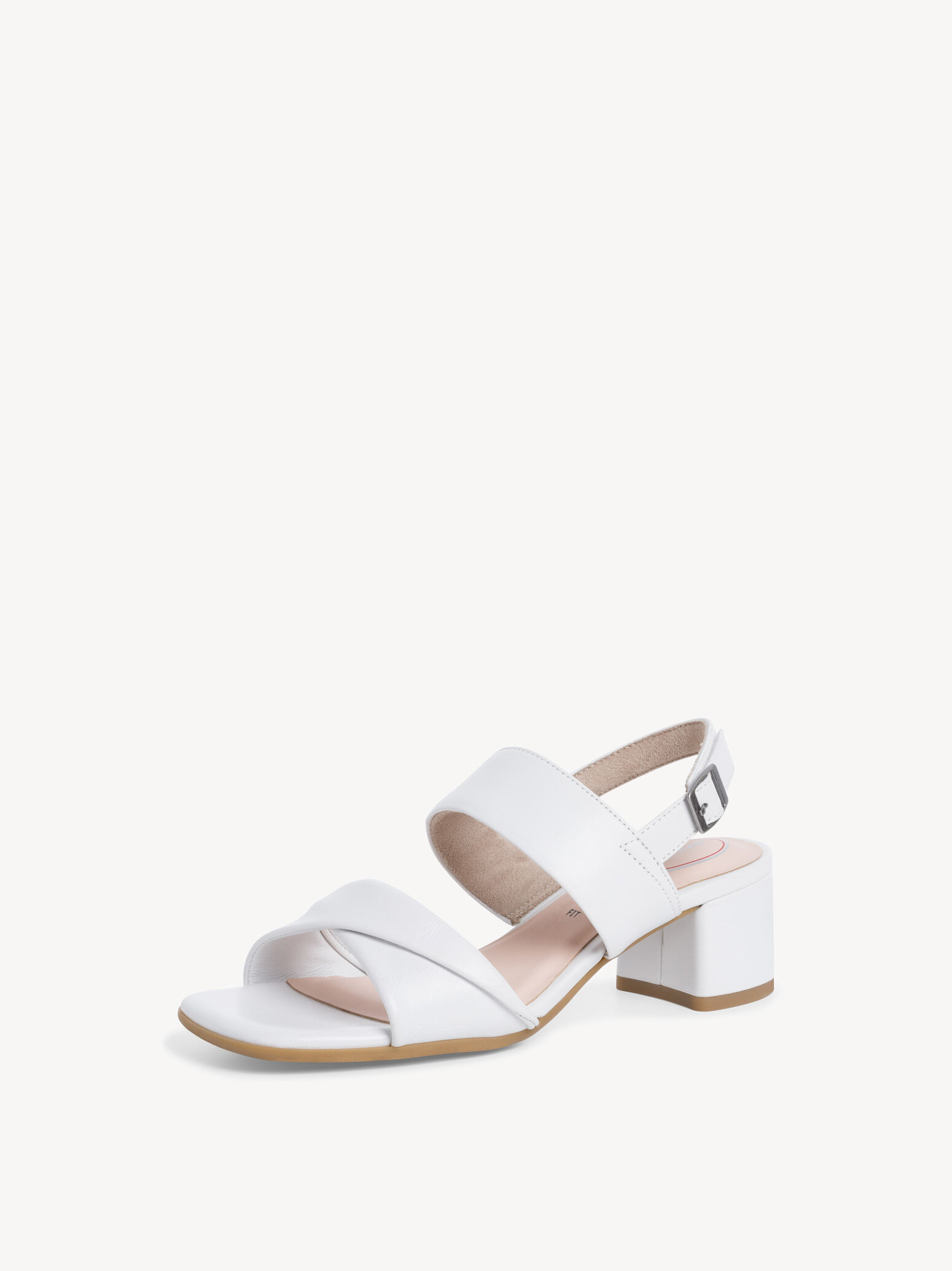 Sandale à talon en cuir - blanc