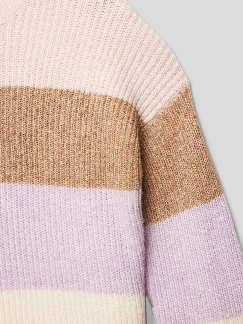 Strickpullover mit Blockstreifen Modell 'ANDY' in altrosa