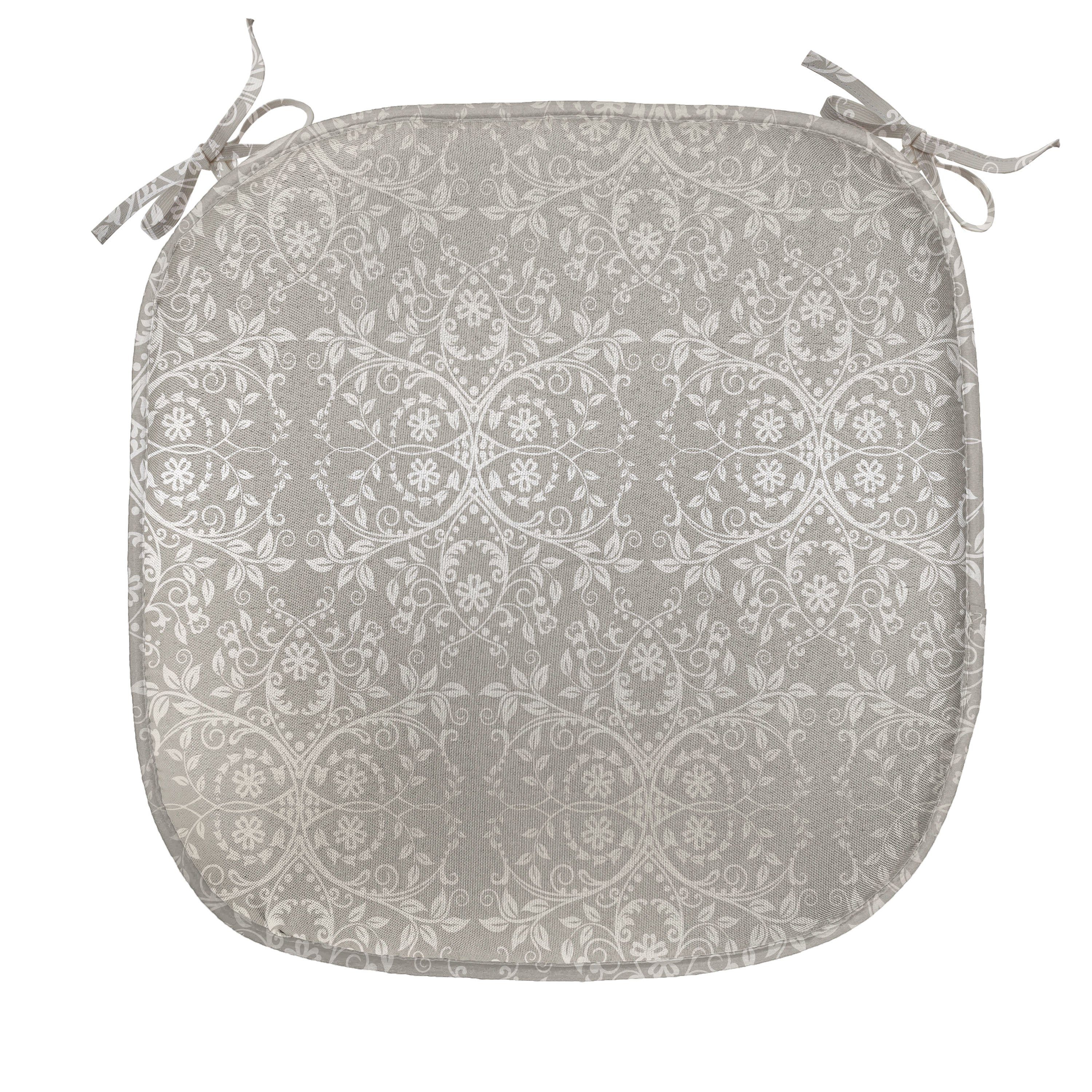 Abakuhaus Stuhlkissen Dekoratives wasserfestes Kissen mit Riemen für Küchensitze, Grau Paisley Victorian Pattern