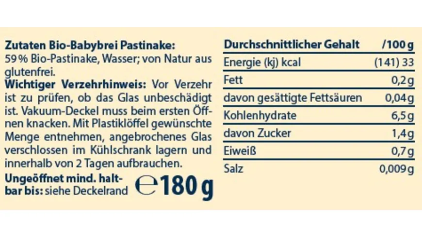 SPRÖSSLINGE Babybrei Pastinake 180 g