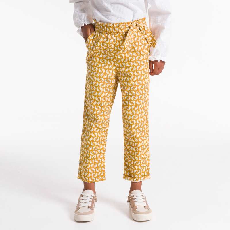 Pantalon fluide imprimé jaune fille