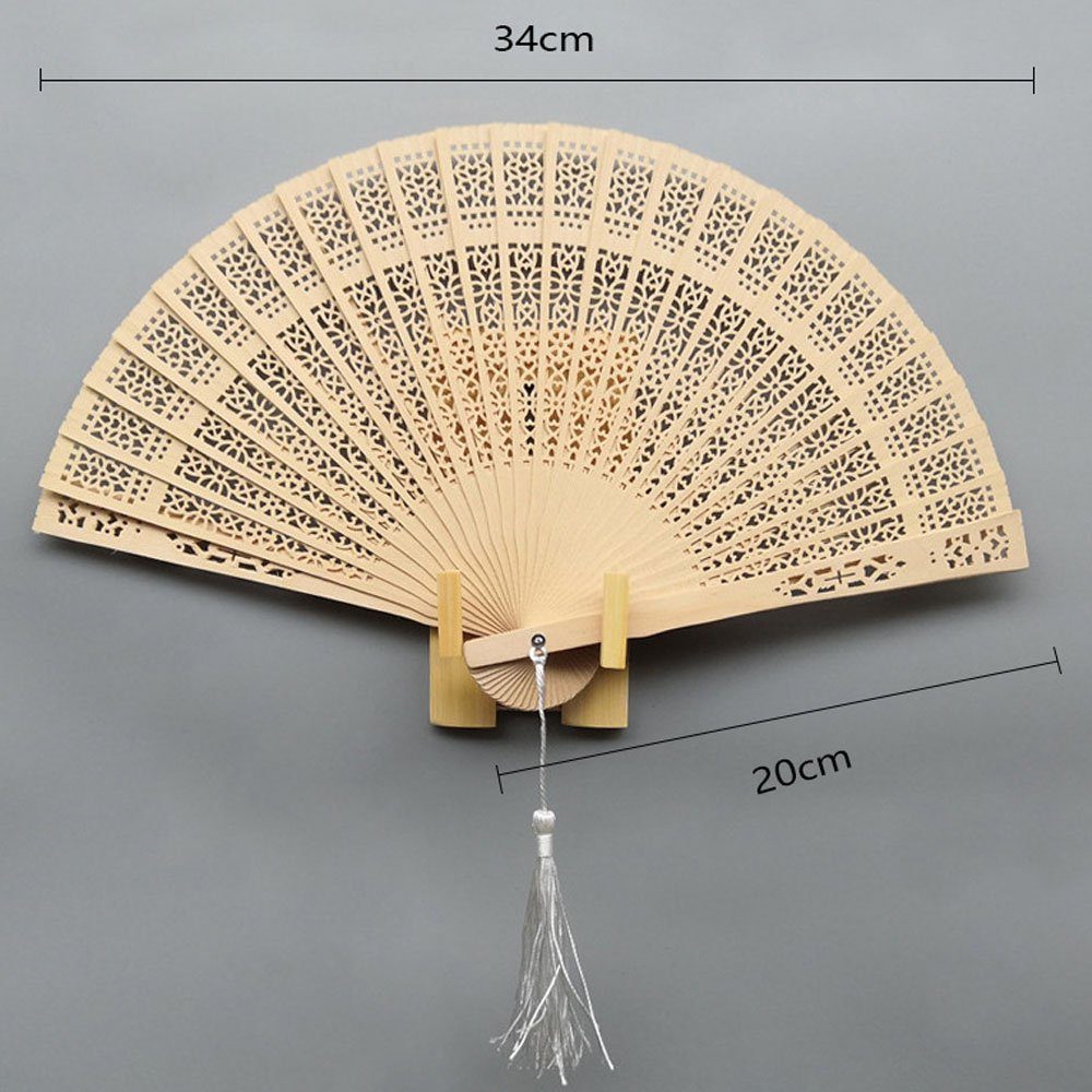 ZmdecQna Handfächer Faltbare Handfächer, Holz Geschnitzten Chinesischen Stil mit Quasten
