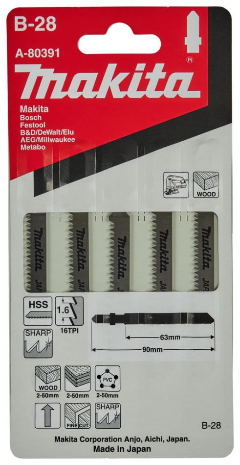 Akcesoria Makita A-80391 Brzeszczot do wyrzynarek B28 Trespa 5 sztuk
