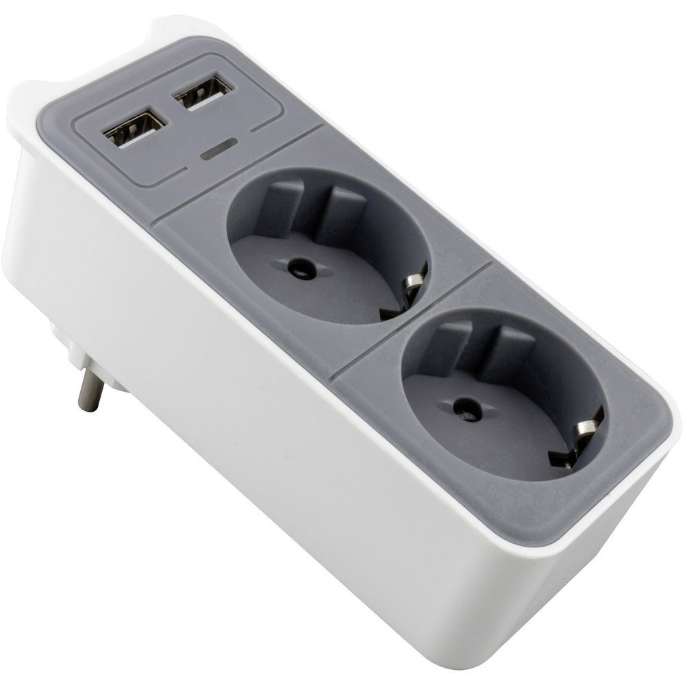 Caliber Caliber HPS1202U Zwischensteckdose mit USB 2polig Weiß, Grau Mehrfachsteckdose