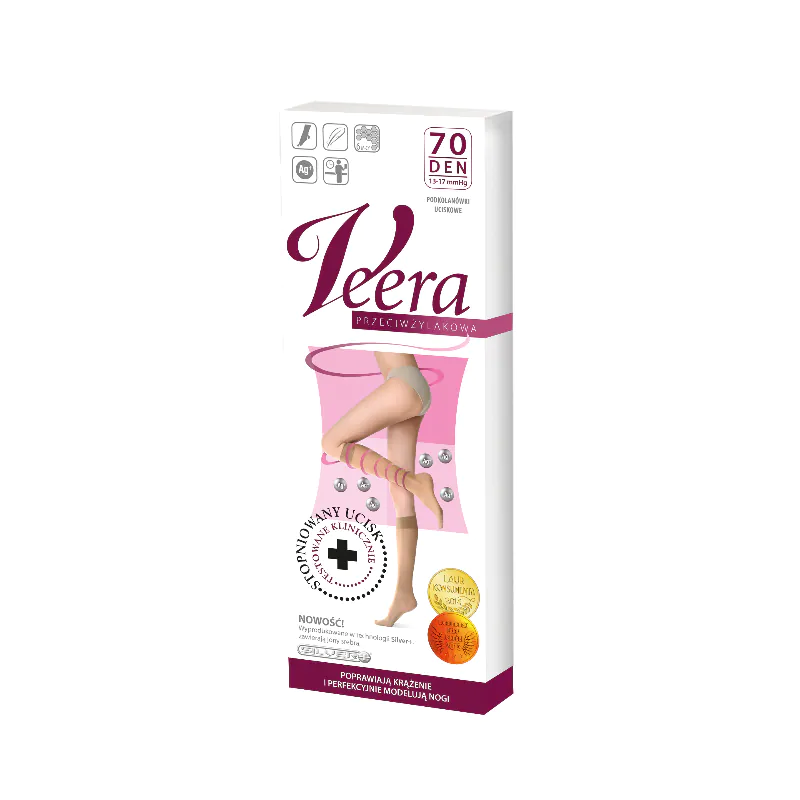 Veera antivarikozne čarape do koljena 70 DEN, safari boja, veličina 1/2