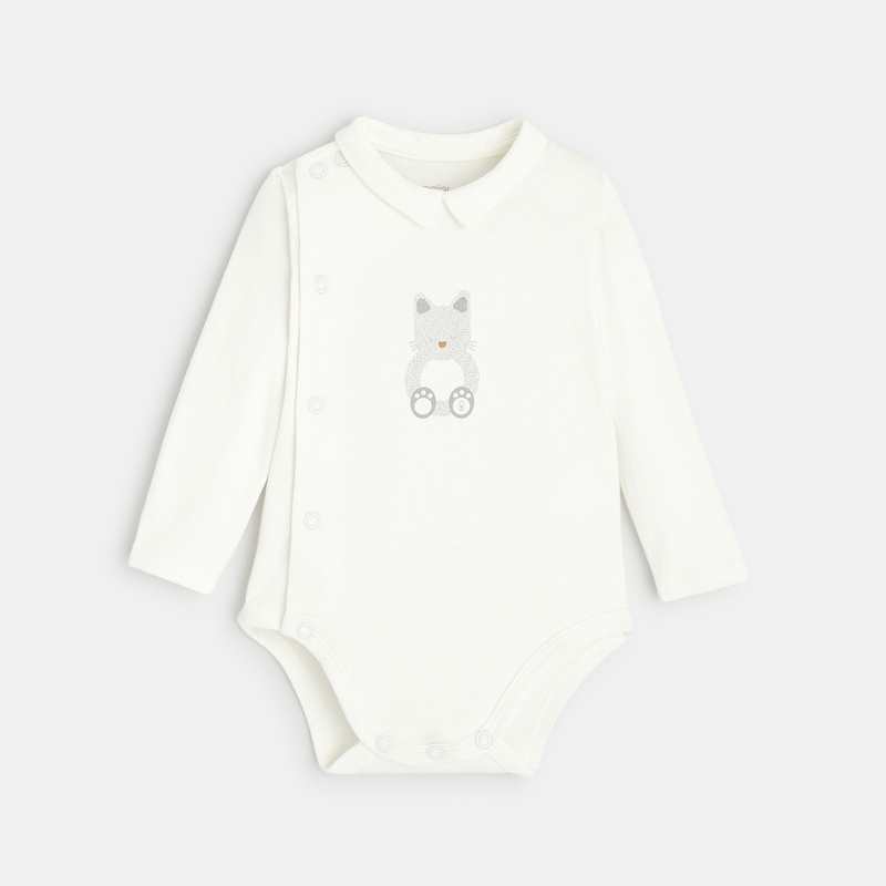 Ensemble réversible 3 pièces chat blanc naissance