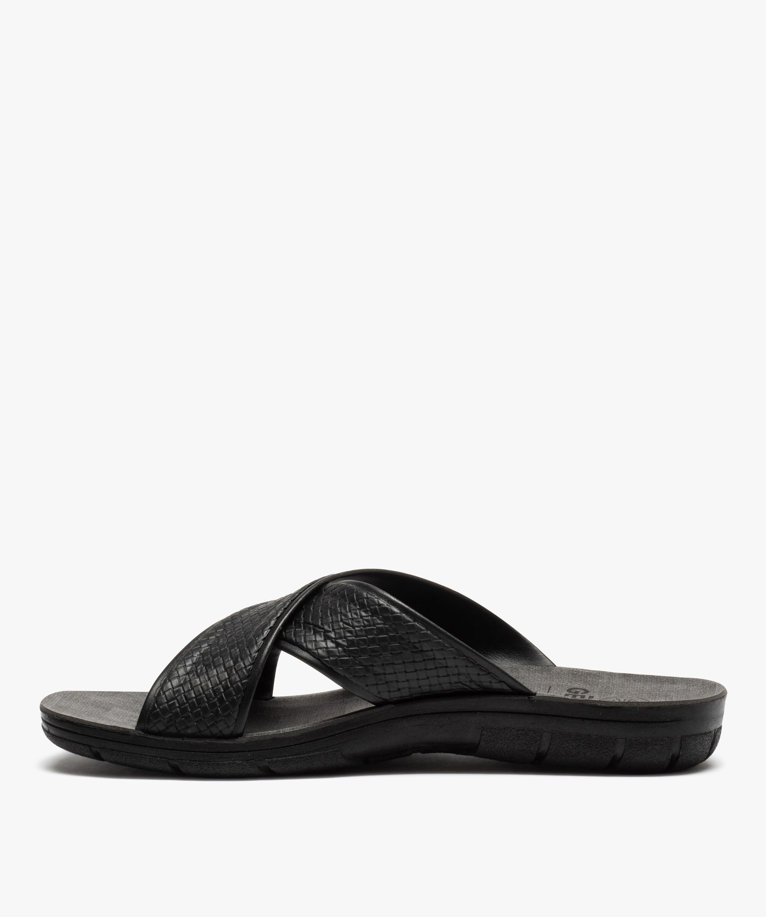 Mules homme confort à brides effet tressé noir | GEMO