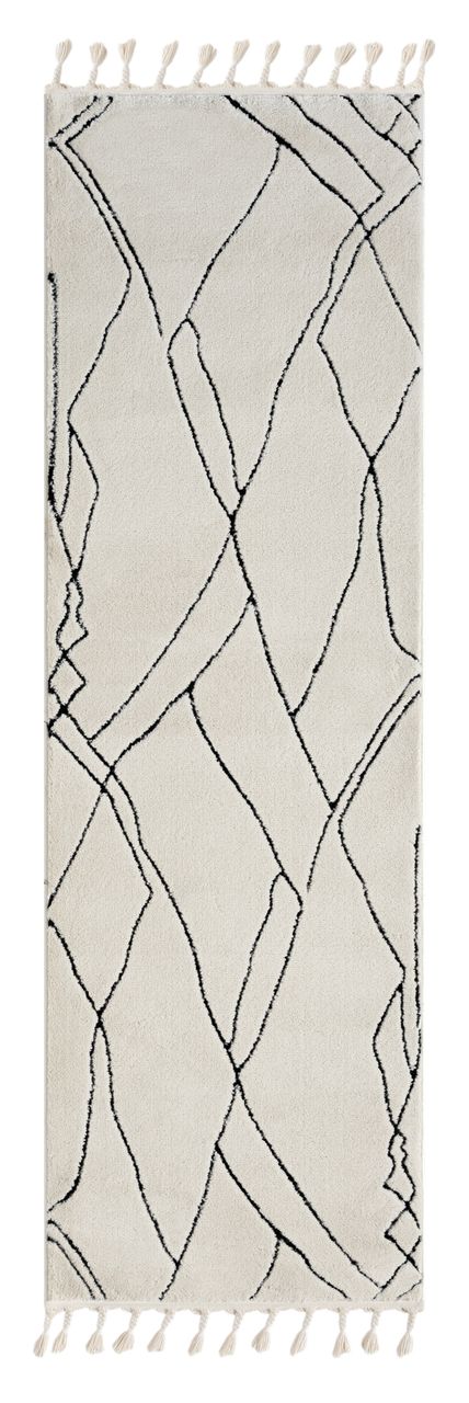 MyFlair Teppich Moroccan Escape, 80 cm x 250 cm, Farbe weiß, rechteckig, Florhöhe 19mm