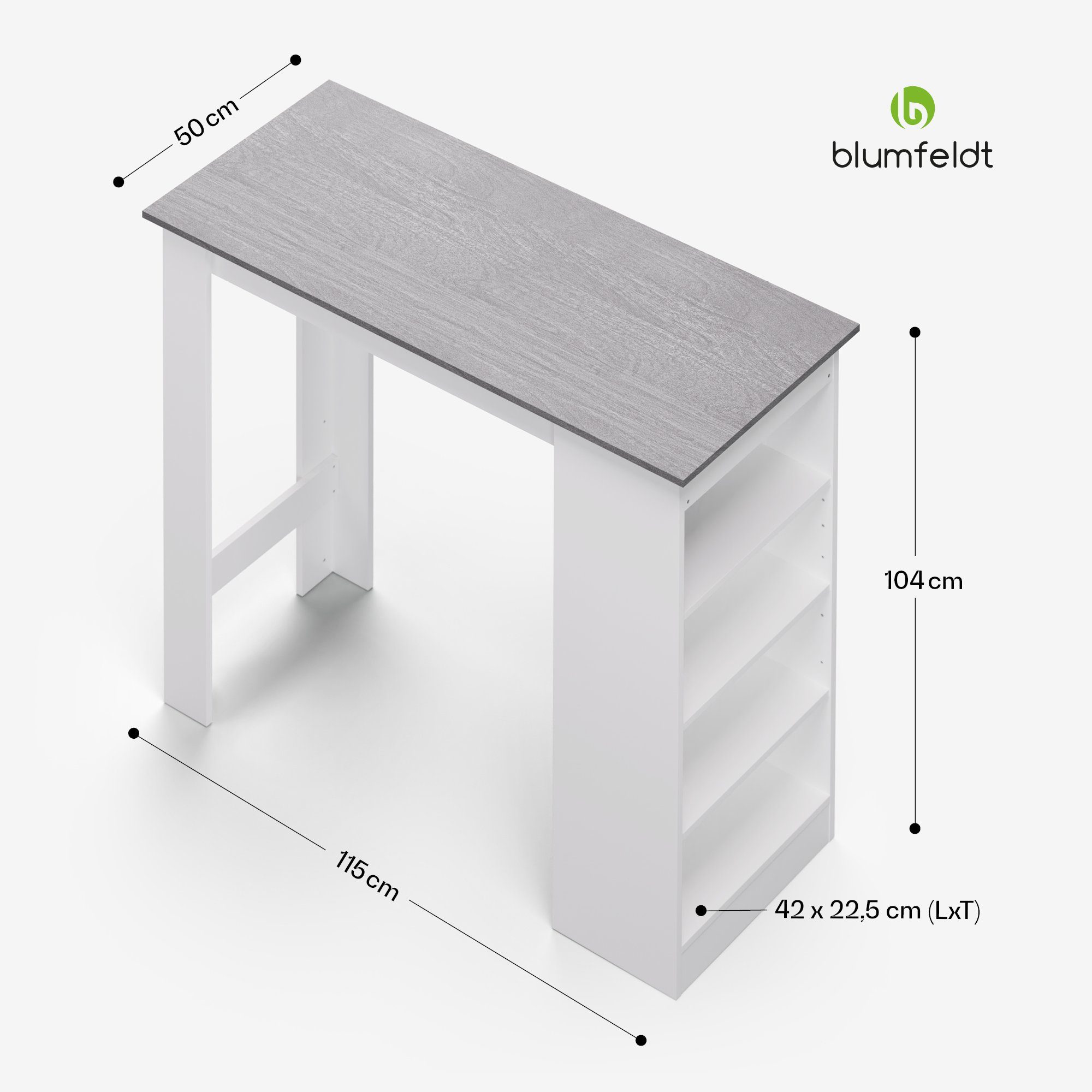 blumfeldt Bartisch Erskine Bartisch (Packung, 1 Tisch), Tresentisch Hausbar höhenverstellbare Regale
