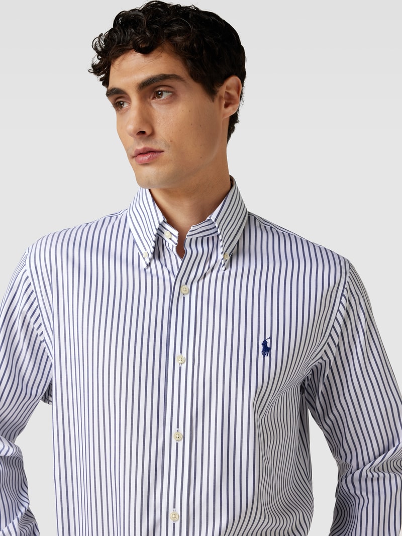 Regular Fit Business-Hemd mit Streifenmuster in royalblau
