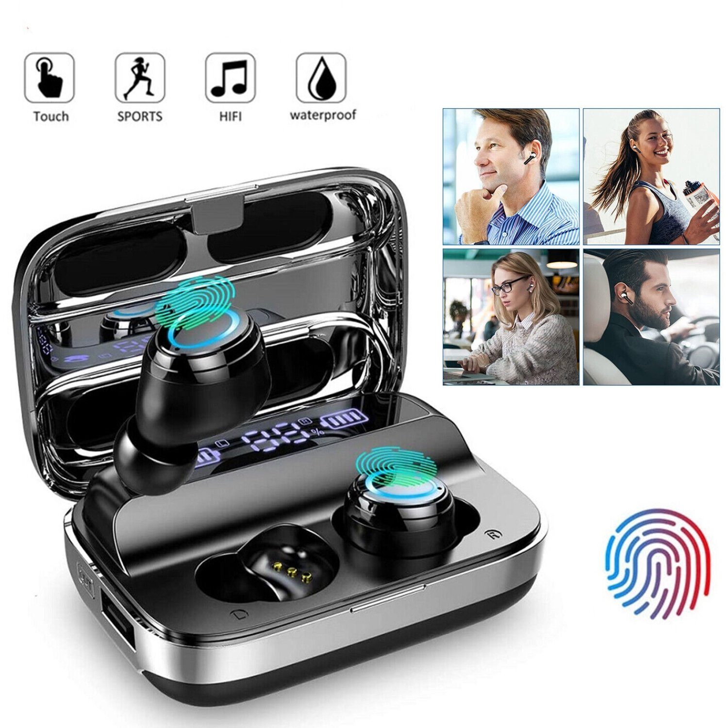 MOOHO True Wireless In-Ear-Kopfhörer mit LED Anzeige Bluetooth-Kopfhörer (Immersiver HiFi Earbuds, Siri, Voice Assistant, Rauschunterdrückung, Bluetooth, Kabellos Ohrhörer)