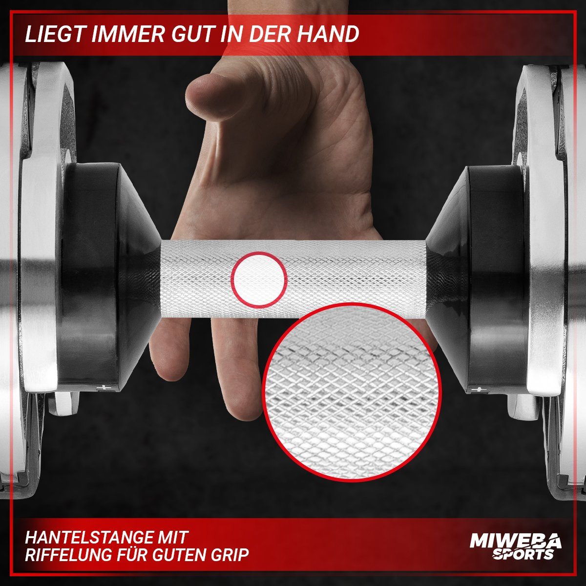 Miweba Sports Kurzhantel verstellbares Fitness Hantel Set VH100 inkl. Gestell, (Packung, 12 Gewichtsstufen, 2 – 24 kg, funktionales Verschluss-System, Stahl, Chrom Optik, platzsparend, Krafttraining, Muskelaufbau, Sport, Workout, Kurzhantelset), 12-i