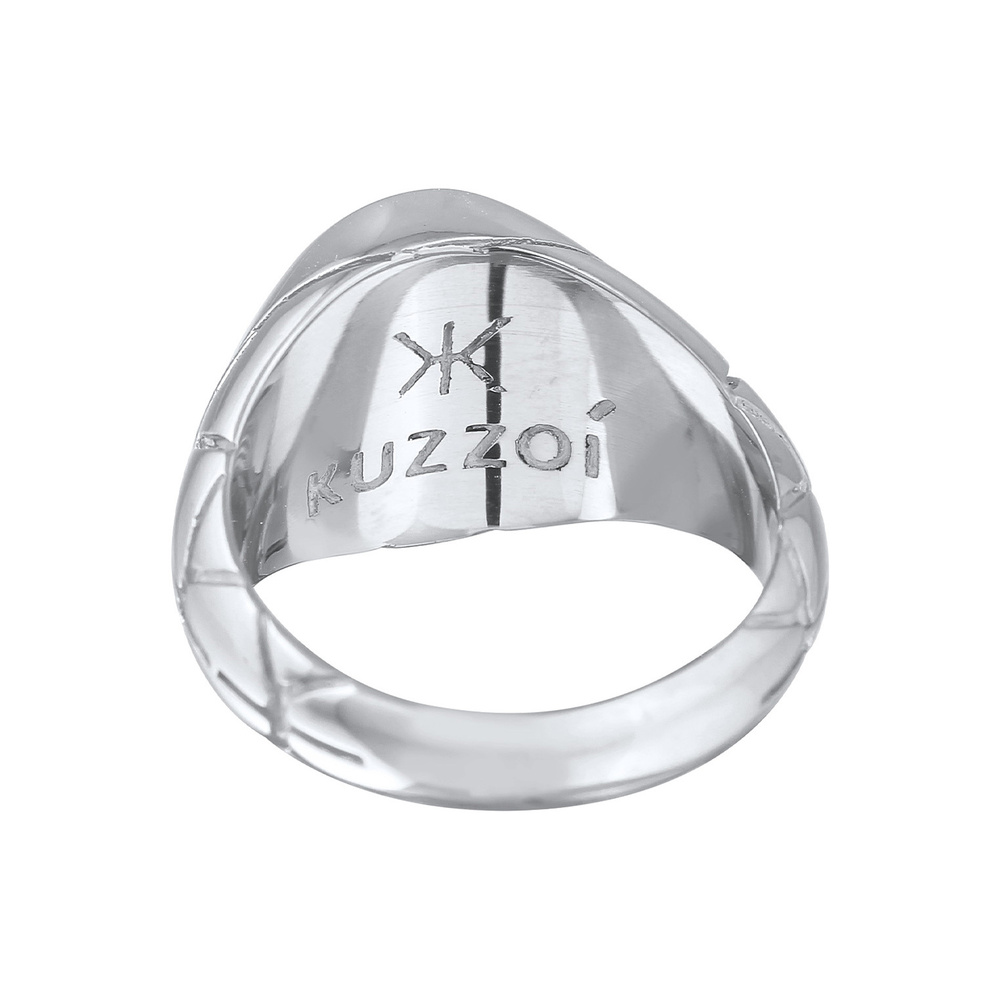 KUZZOI KUZZOI Bague Chevalière de base pour homme - Bleu ovale avec émail en argent ster Bague