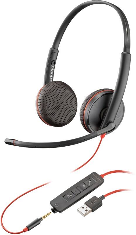 poly Blackwire Headset mit Mikrofon Stereo 3225 Schwarz