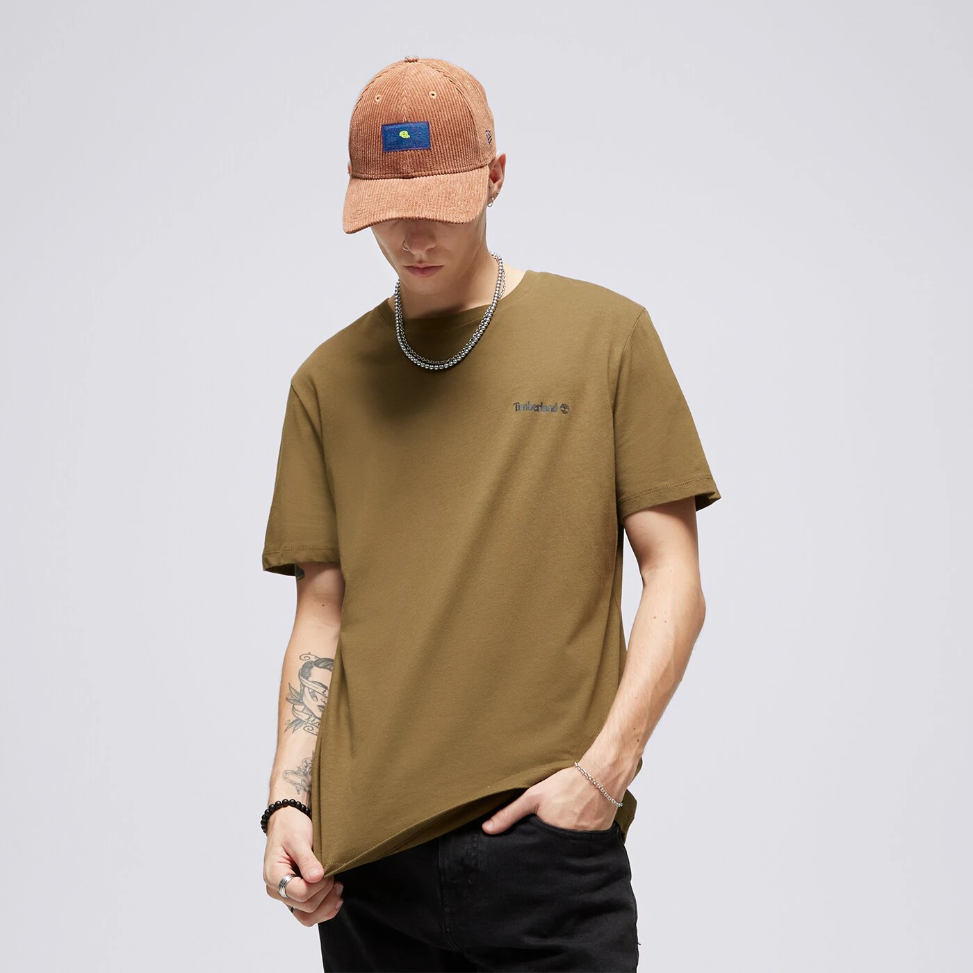 TIMBERLAND T-SHIRT SMALL LOGO PRINT LOGO TEE Khaki