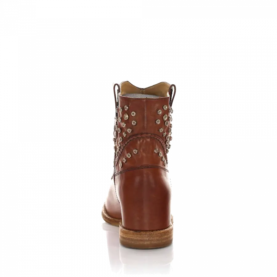 Rossano Bisconti - Stiefeletten Kalbsleder Nieten braun - braun