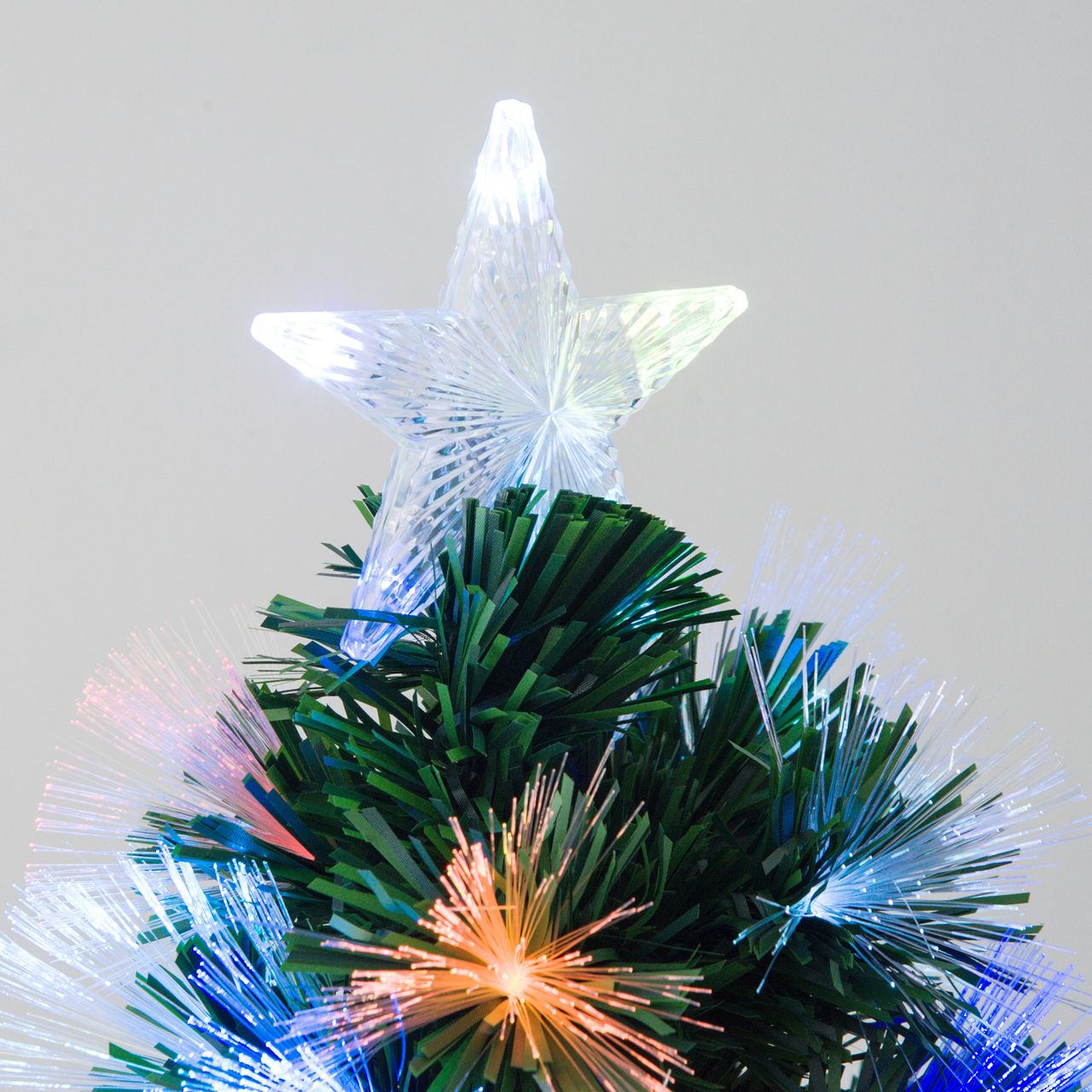 HOMCOM Weihnachtsbaum 1,2 m Christbaum Kunsttanne 130 Zweige Metallfuß PVC mehrfarbige Lichteffekte Ø66 x 120H cm
