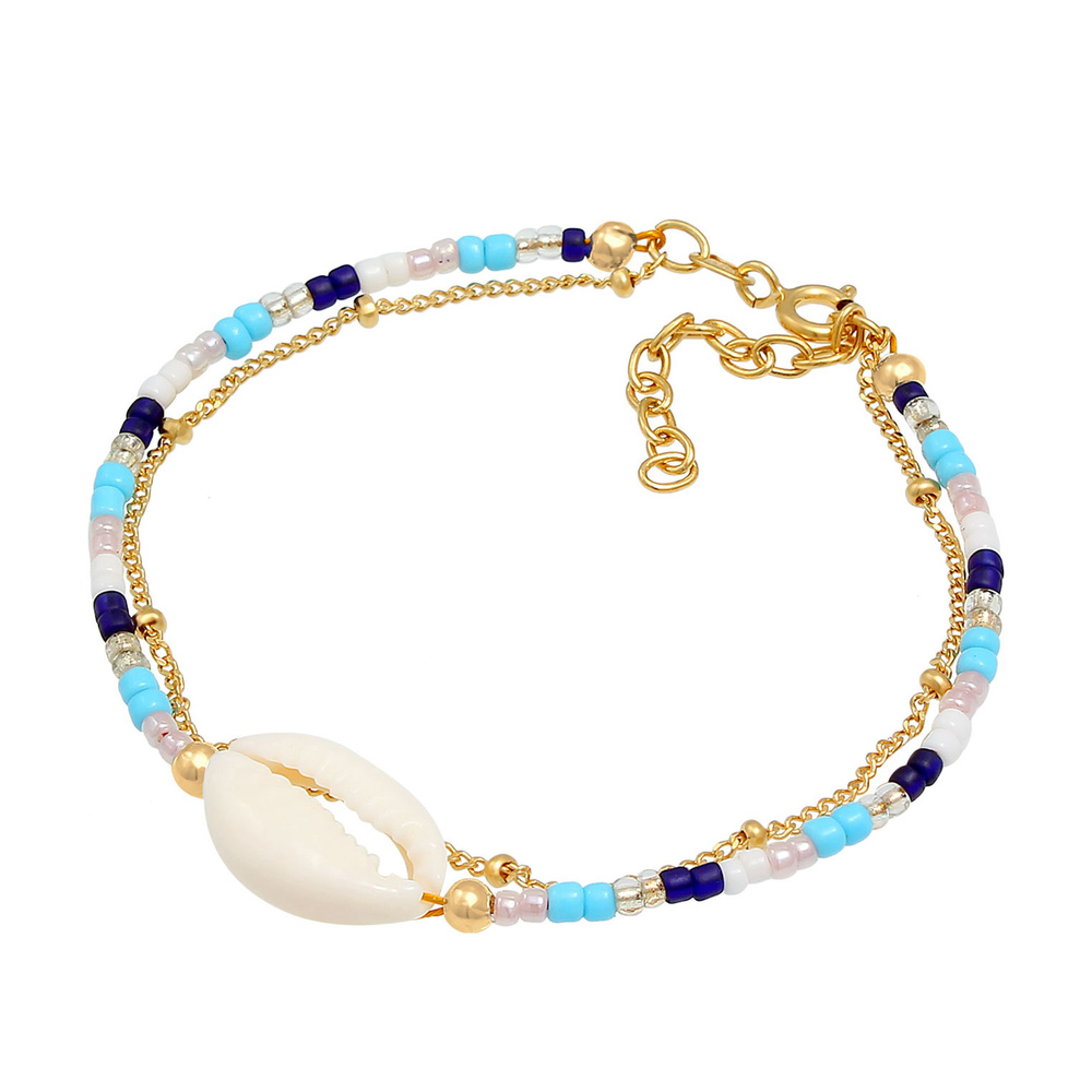 Elli Elli Bracelet Femme Kauri Shell Ball Necklace Perles colorées en argent sterling  Bracelet