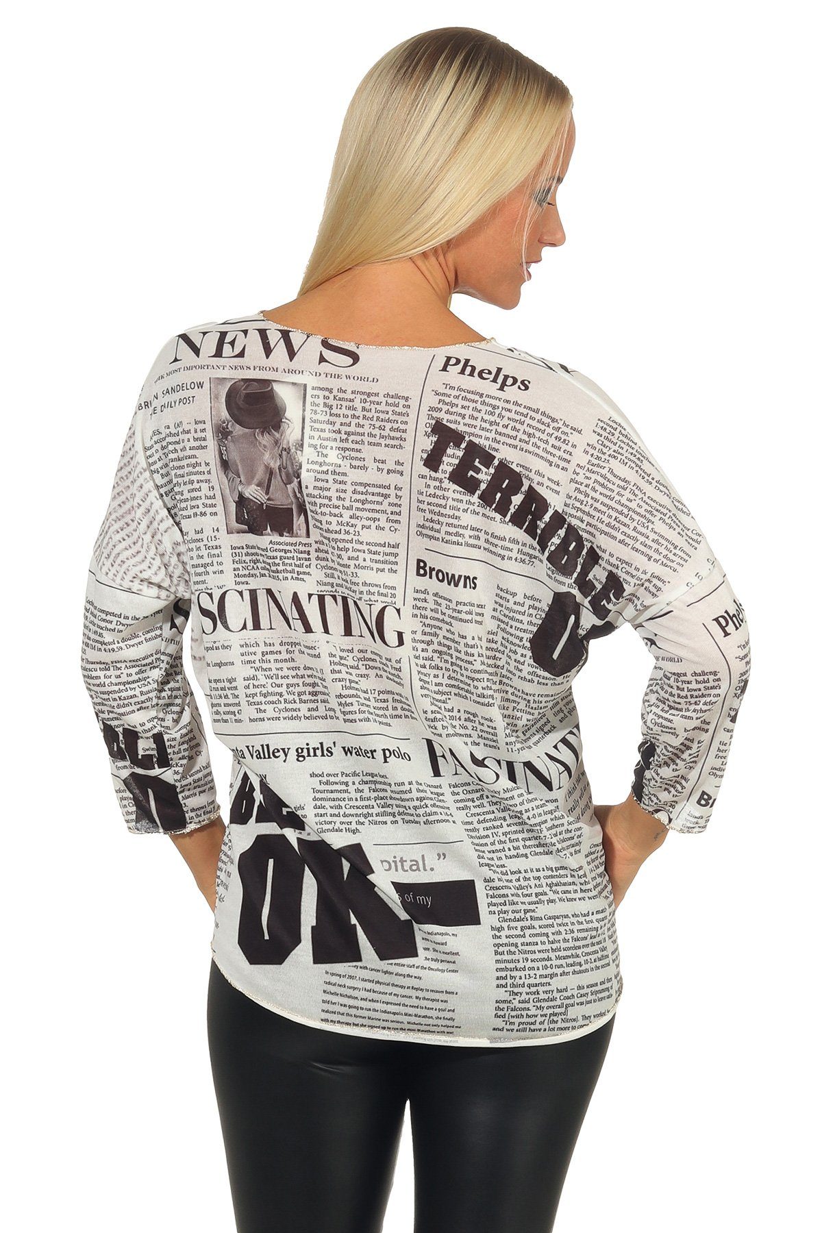 Mississhop Stillpullover Pop Art Damen Feintstrick Pullover Italy Bloger