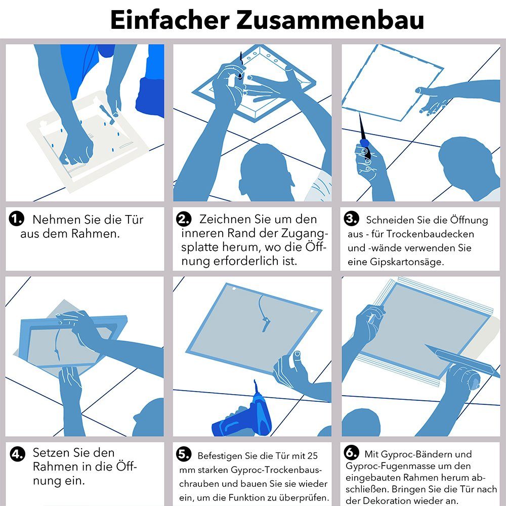 Mucola Revisionsklappe Wartungsklappe Revisionsklappe Alu Wartungstür, verschiedene Größen (Stück, 1-St), Feuchtraumgeeignet - Witterungsbeständig