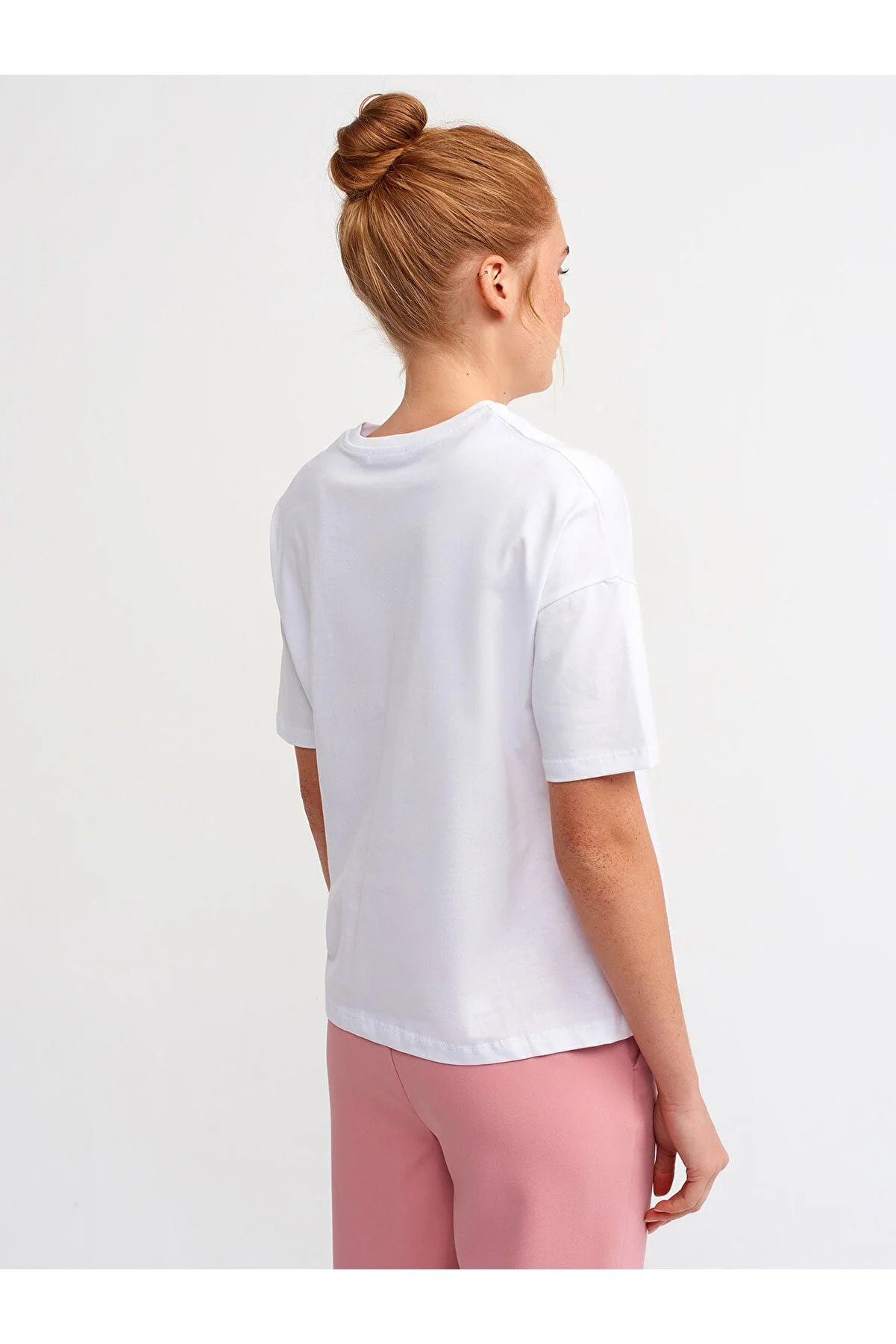 Dilvin  Weißes Basic-T-Shirt für Damen 3683