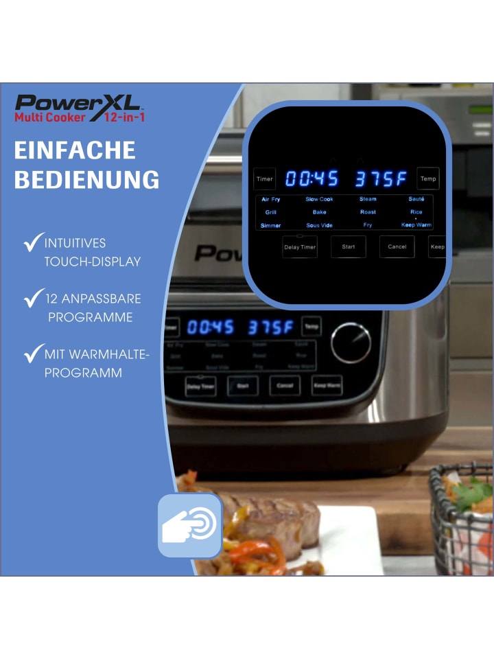 PowerXL 12in1 Multifunktionskocher Multicooker in Silber günstig kaufen onesize