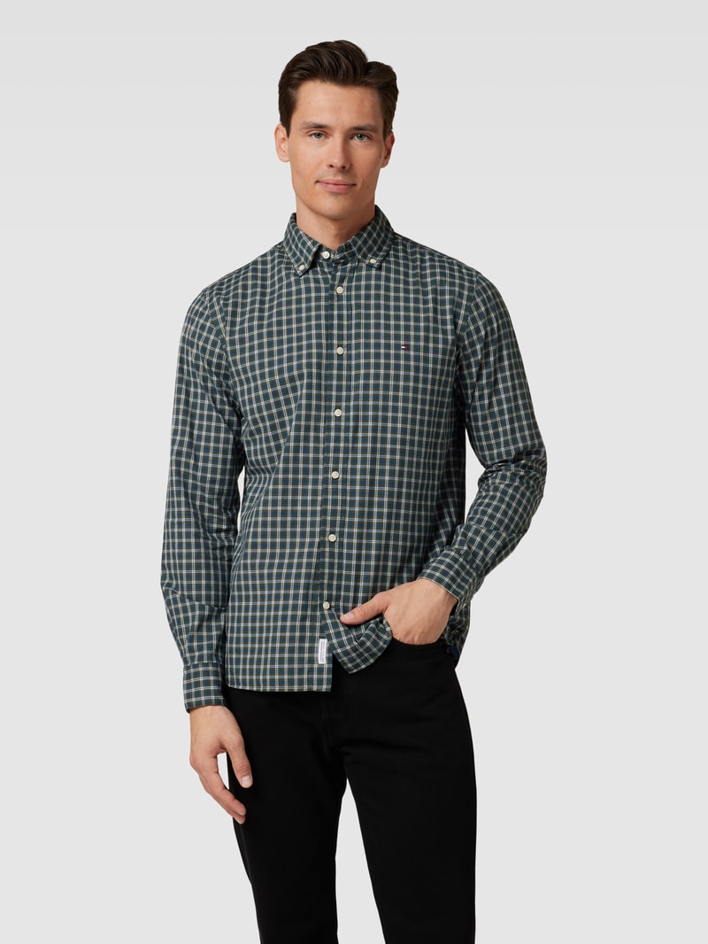 Regular Fit Freizeithemd mit Button-Down-Kragen in olivgrün